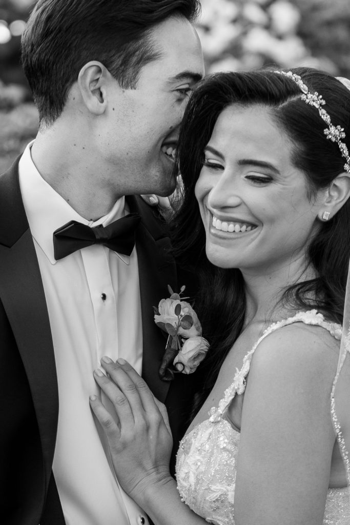 groom makes bride laugh in black and white - Park Savoy Wedding Photography