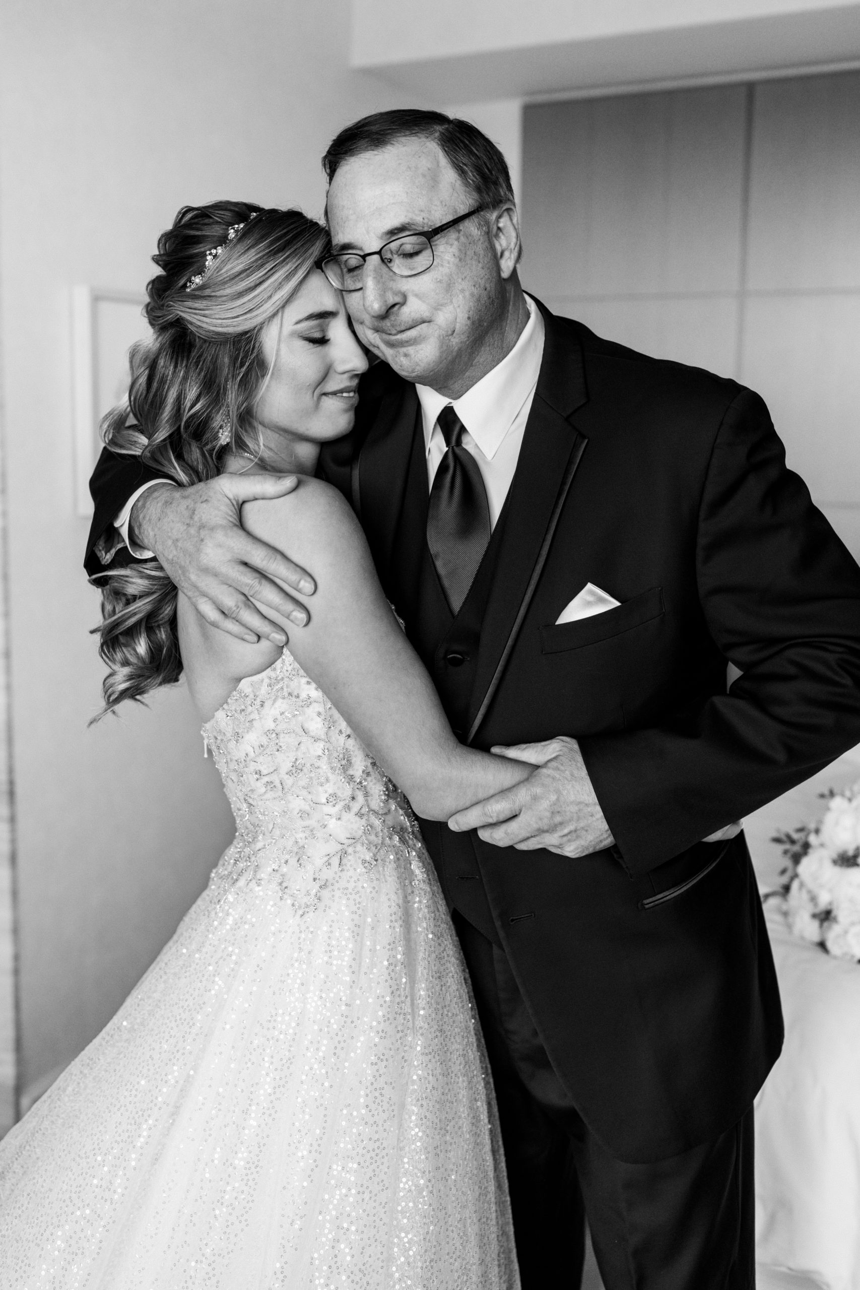 First look wit h bride and bride's dad Four Seasons Walt Disney World Wedding Photography