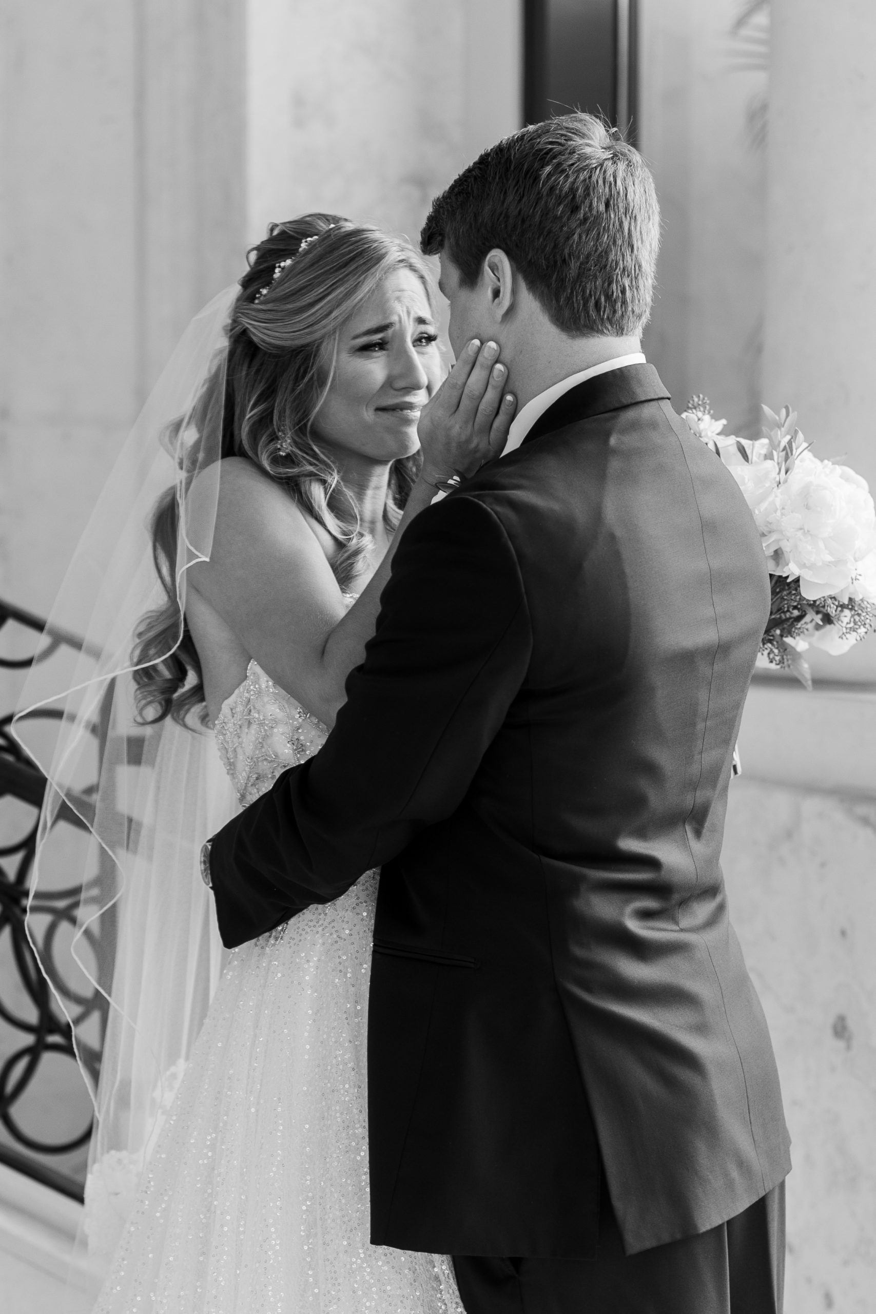 Emotional First Look with Bride and Groom Four Seasons Walt Disney World Wedding Photography