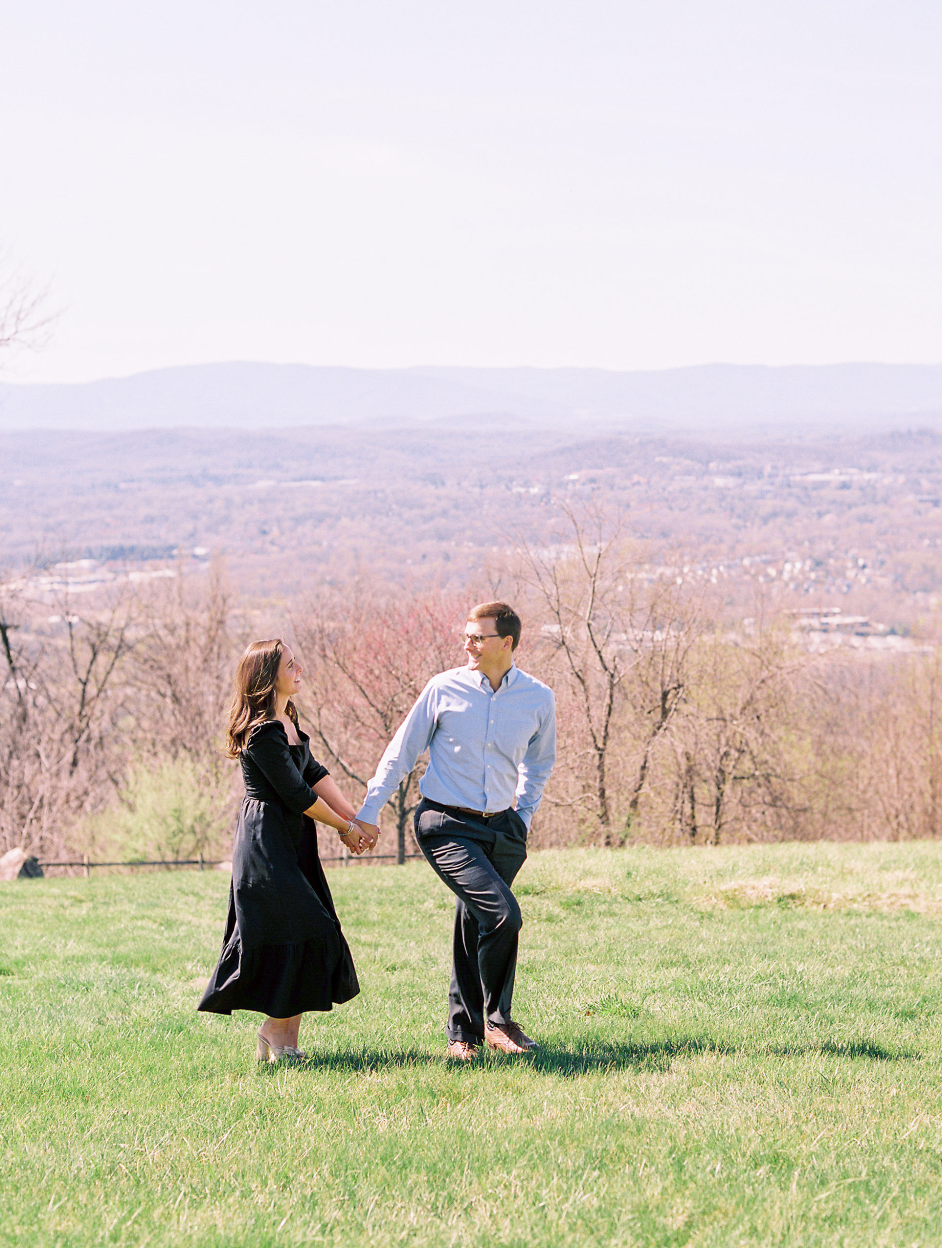 couple walks together at Spring at Montalto Engagement Session