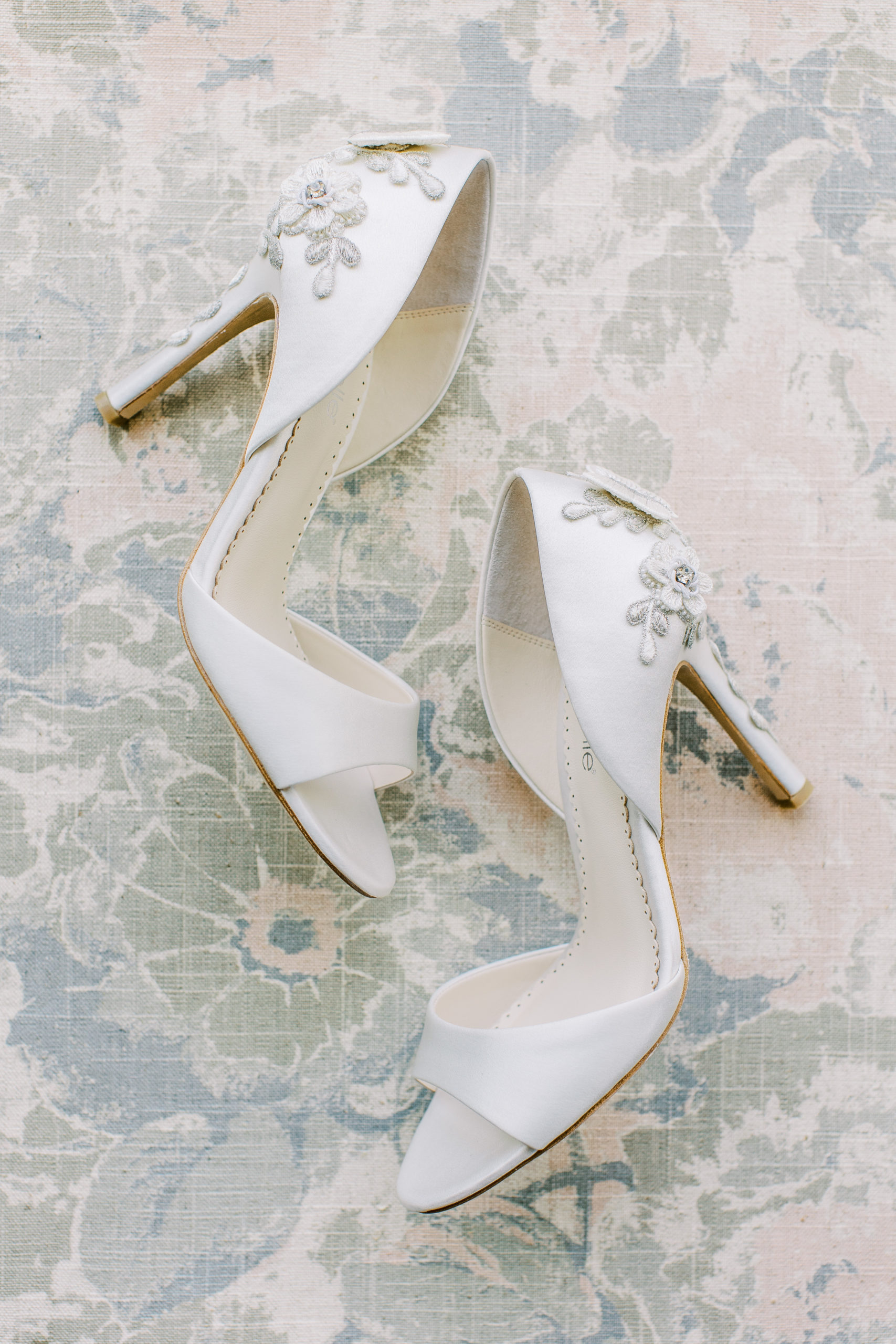 Bella Belle ivory floral wedding heels for a Romantic Park Chateau Wedding Photography