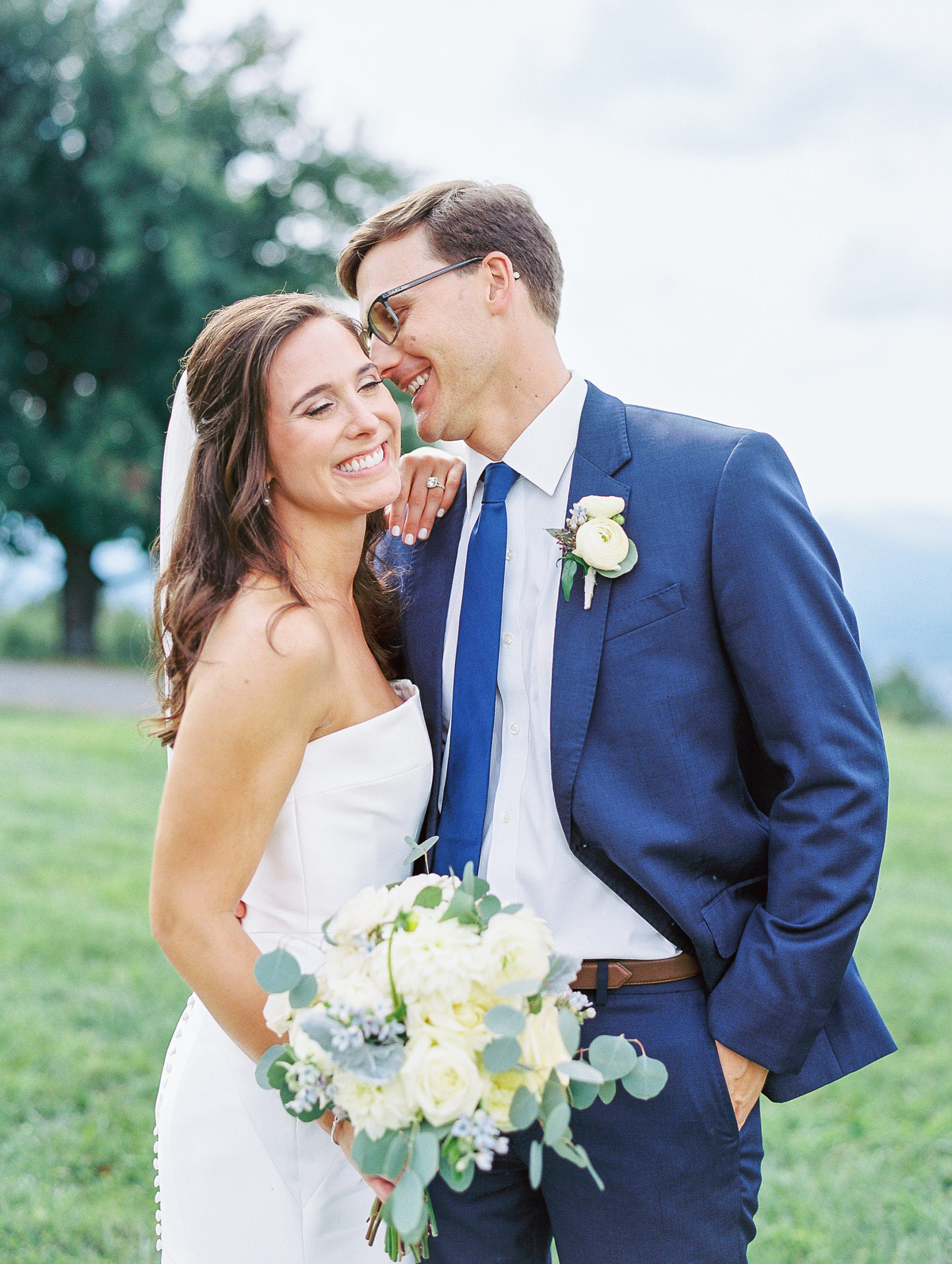 Bride and groom laugh and smile for Charlottesville Wedding Photography
