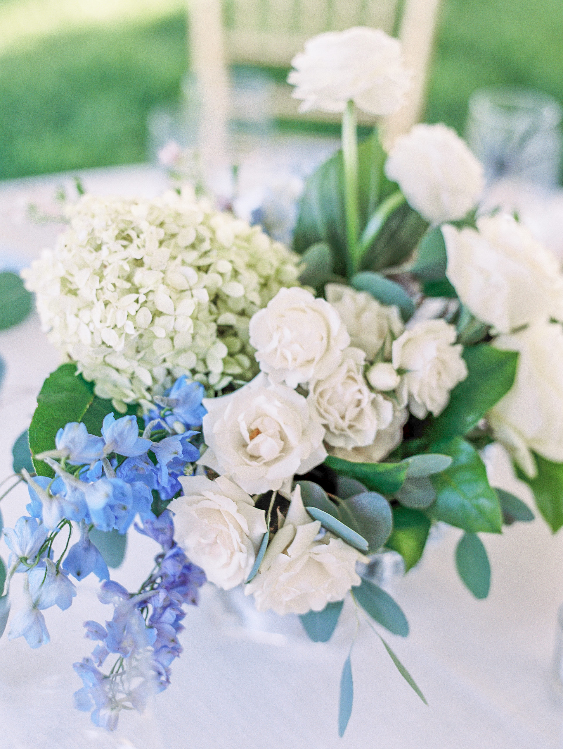Up close view of hydrangeas and roses for Charlottesville Wedding Photography
