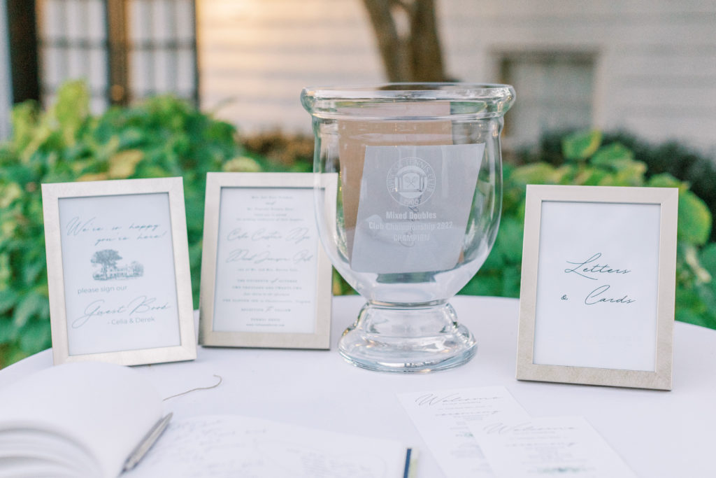 Vase on table to collect letters written by guests for Clifton wedding photography