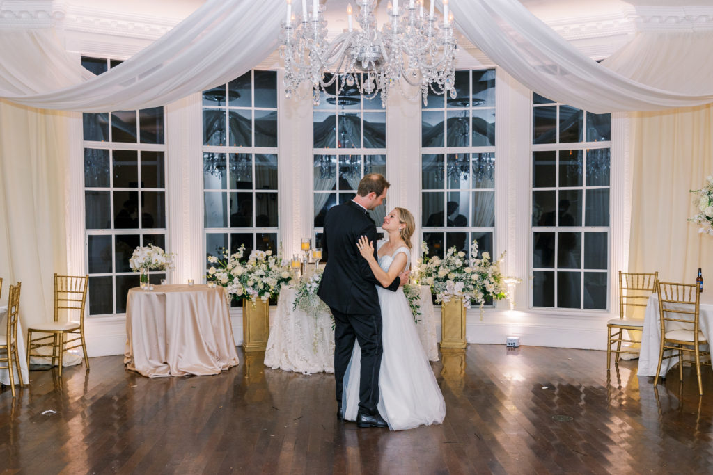 Bride and groom share a last private dance at reception for Luxmore Grande Wedding