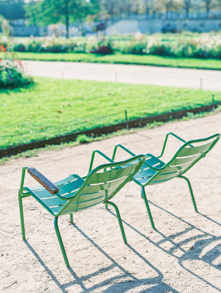 iconic green chairs of tuileries garden