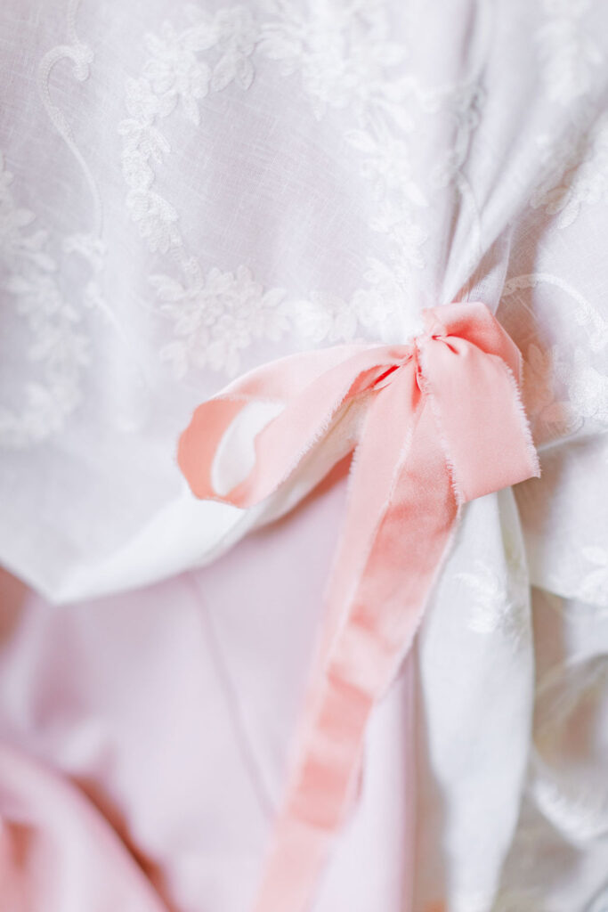 French Chateau Wedding Bow Detail on Reception Table