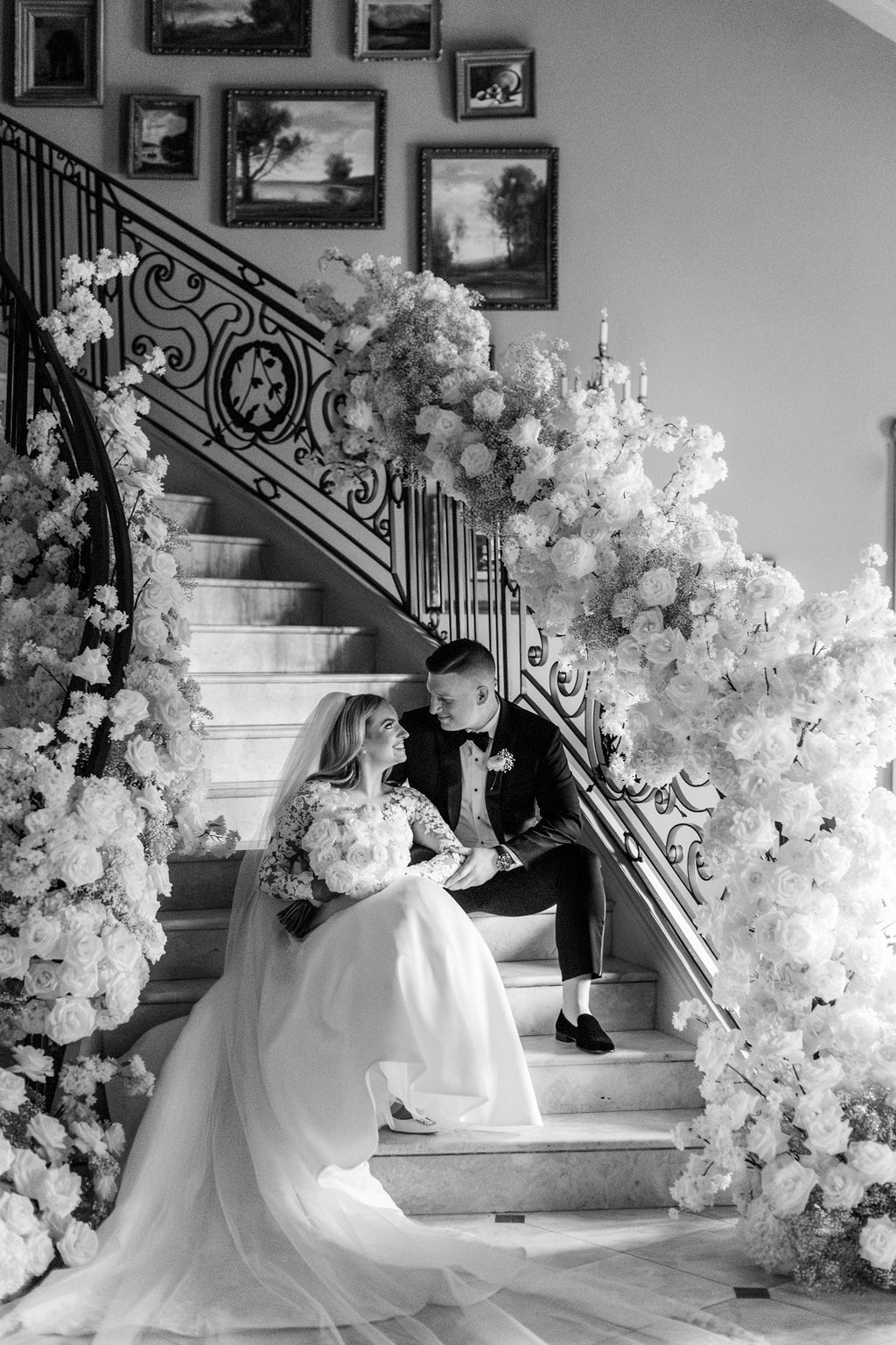 Park Chateau Wedding Staircase Flowers