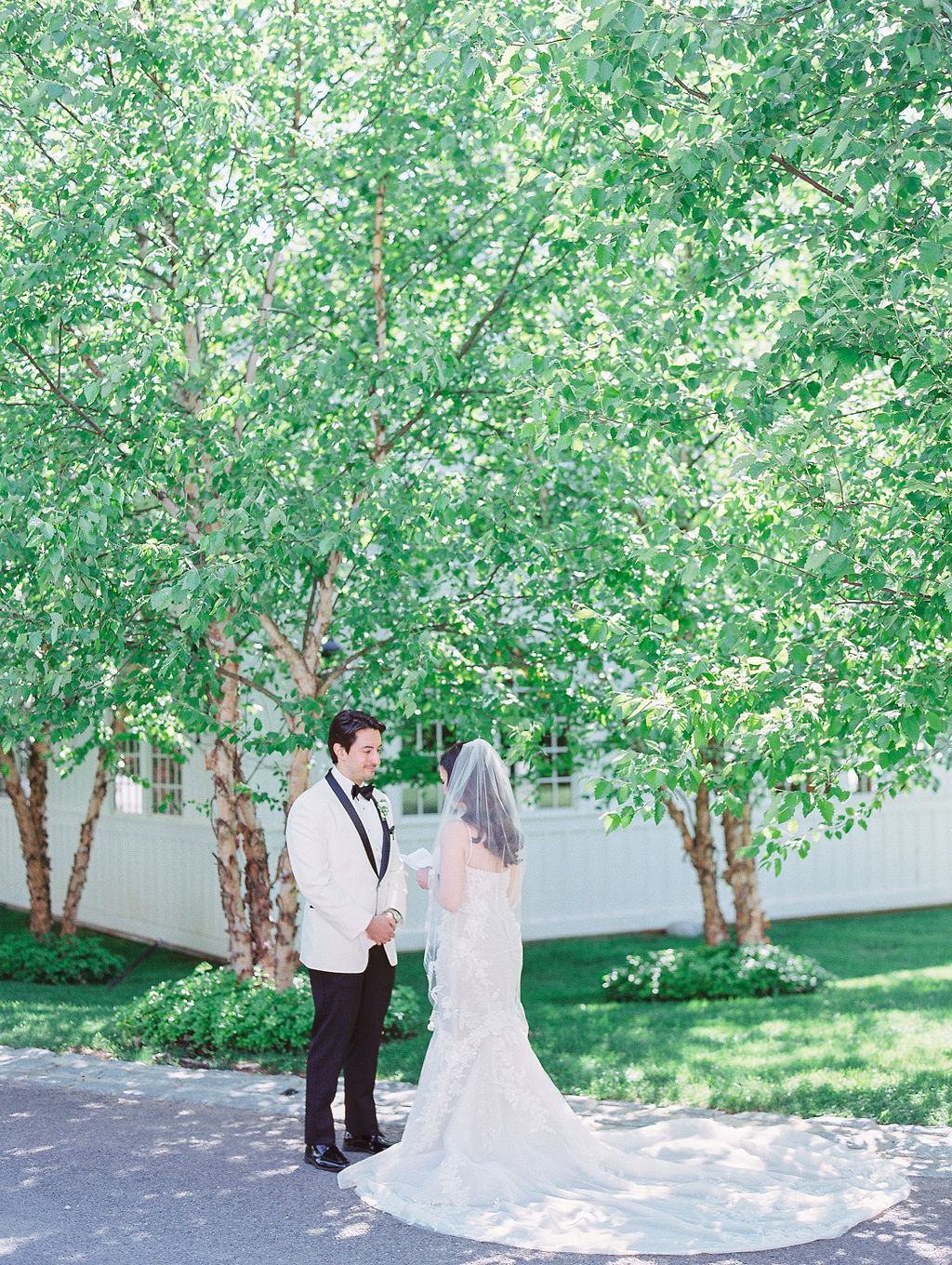 Ryland Inn Wedding Private Vow Exchange Under Sunny Trees