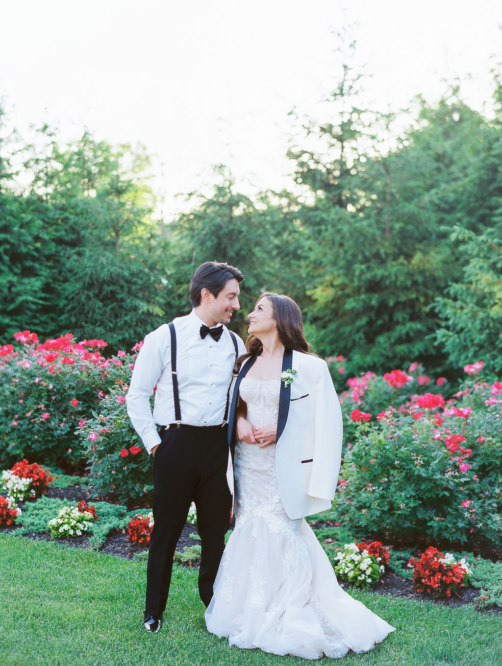 Ryland Inn Wedding Bride and Groom Garden Portrait