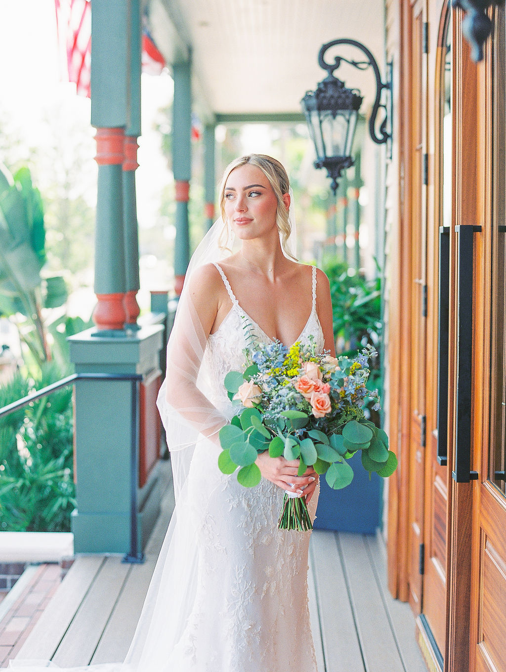 colorful elegant bridal portrait at St Augustine Wedding 