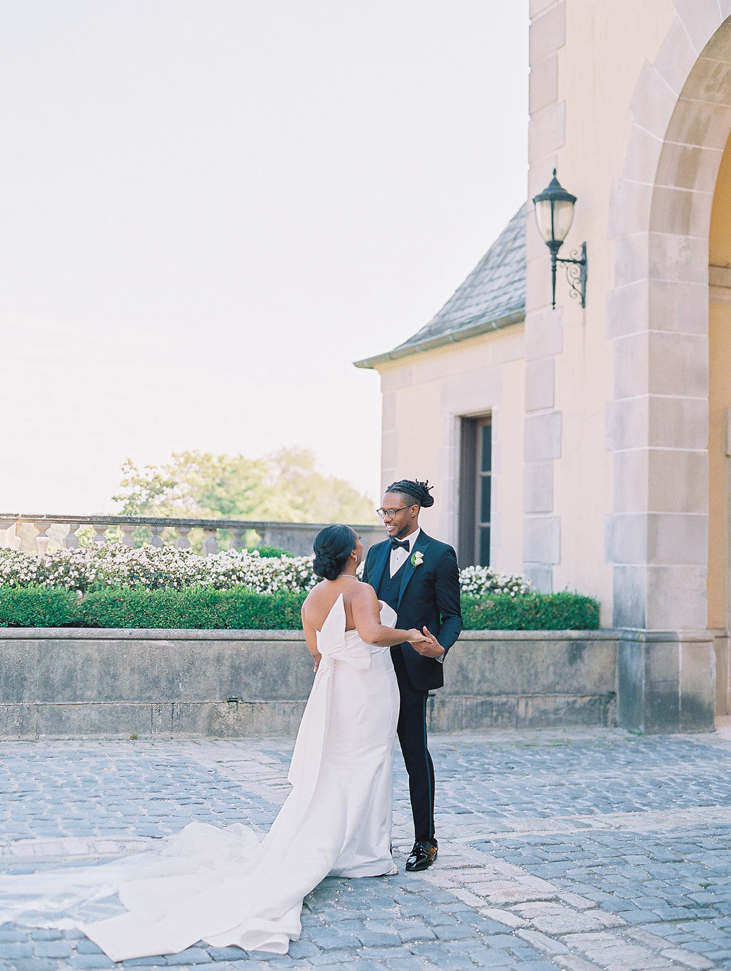 Oheka Castle Wedding Photography first look with bride and groom